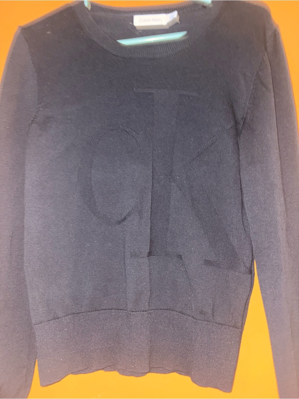 Calvin Klein Men's Black Embossed CK Crewneck Sweater